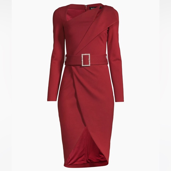 Lavish Alice Ponte Asymmetric Long-Sleeve Dress - Picture 2 of 5